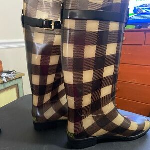 Plaid Knee-High Rain Boots